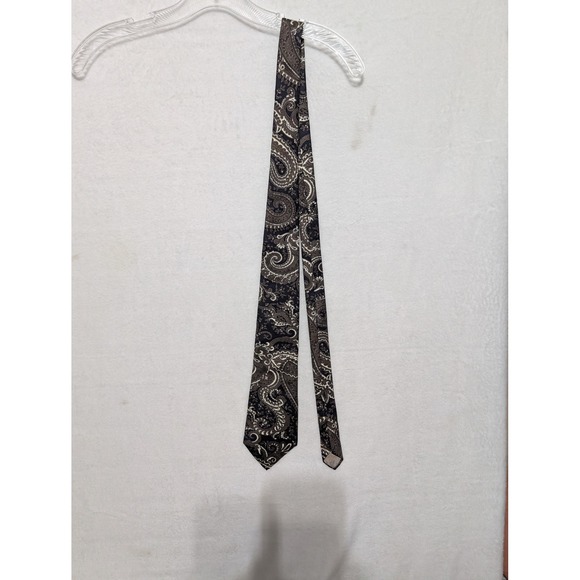 Christian Dior Other - Christian Dior Mens Silk Tie Black Grey Taupe Paisley Fabric Woven in Italy USA